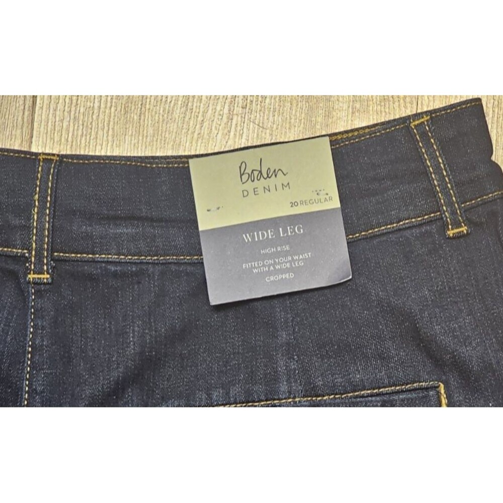 BODEN Wide Leg Cropped Jeans NWT Womens 16 Denim Culottes High Rise Indigo Blue - Picture 5 of 8